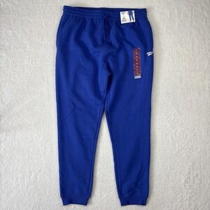 NEW REEBOK Mens Fleece Joggers Sweatpants XL Blue Athletic Pants Tapered Stretch